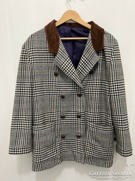 Checked German vintage coat or jacket top with wool content
