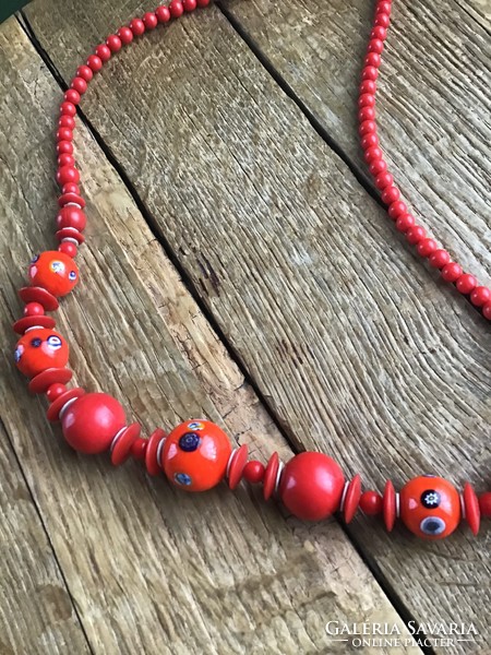 Necklace decorated with old plastic and Murano glass beads