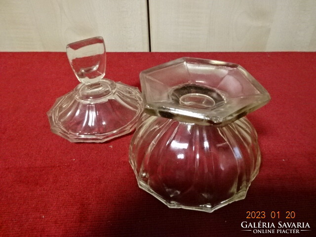 Artdeco, glass, footed sugar bowl. Its base is hexagonal. He has! Jokai.