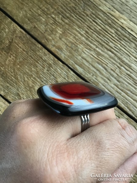 Kézműves nagy üveg gyűrű