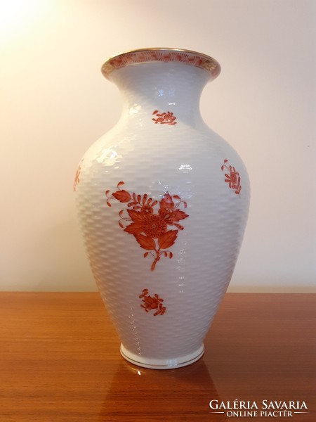 Régi Herendi porcelán váza Apponyi Orange Chinese Bouquet Rust kosármintás