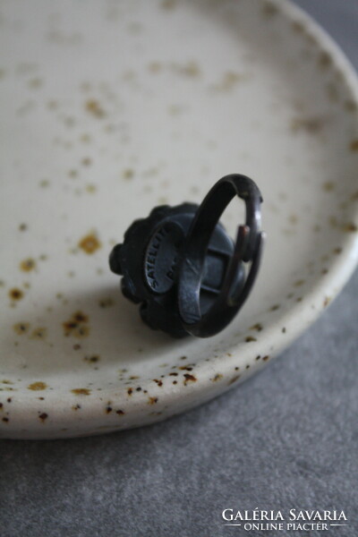 Unique black adjustable ring - satellite paris, marked