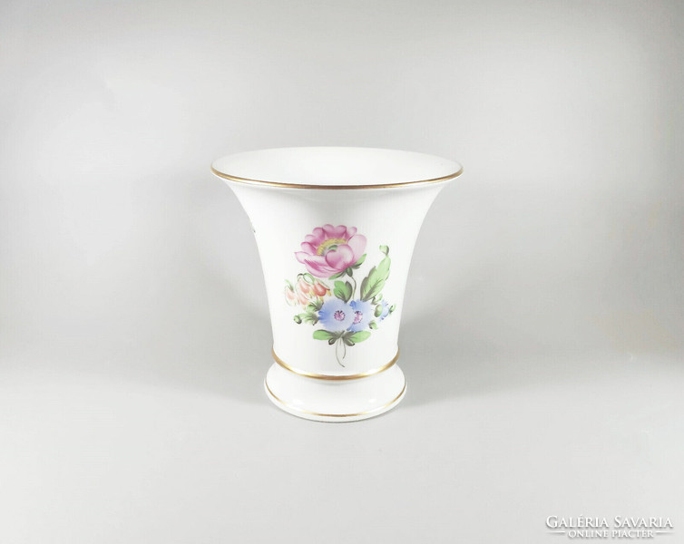 HERENDI, VIRÁGMINTÁS VÁZA, KÉZZEL FESTETT PORCELÁN, HIBÁTLAN (J325)