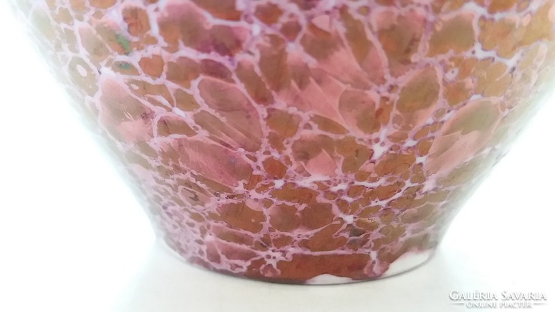 Régi Hollóházi porcelán váza lila retro design 25.5 cm