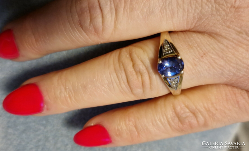 Harry ivens iv tanzanite - diamond gemstone, sterling silver ring /925/ - new