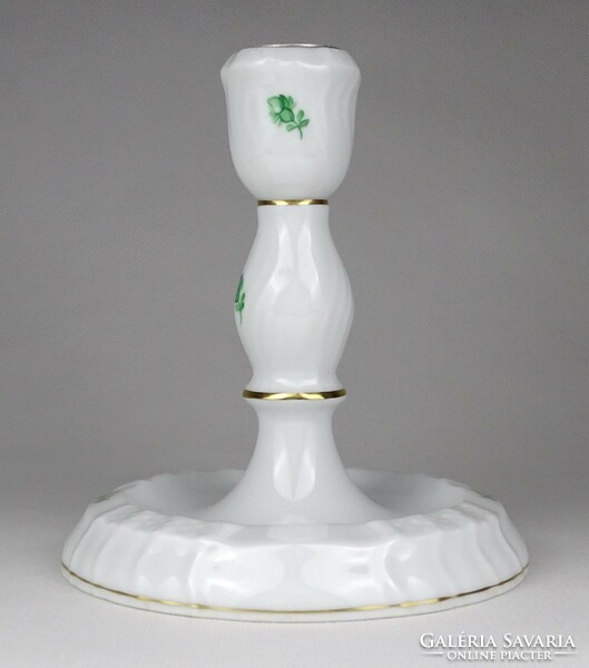 1L953 Herend porcelain candle holder with green flower pattern 15 cm