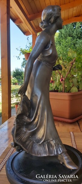 Art Nouveau silver-plated pewter statue 37 cm