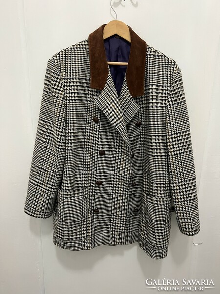 Checked German vintage coat or jacket top with wool content