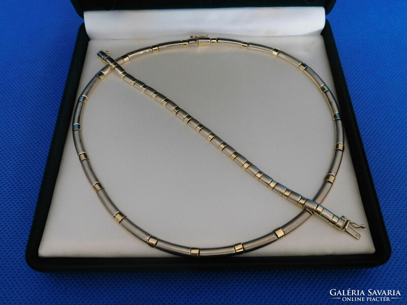Gold two-tone 14k women's necklace + bracelet 29.8 Gr