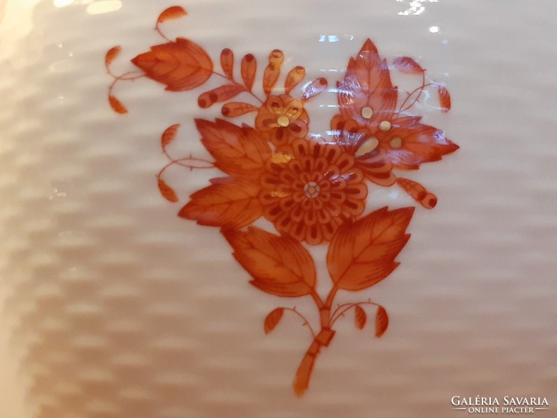 Régi Herendi porcelán váza Apponyi Orange Chinese Bouquet Rust kosármintás
