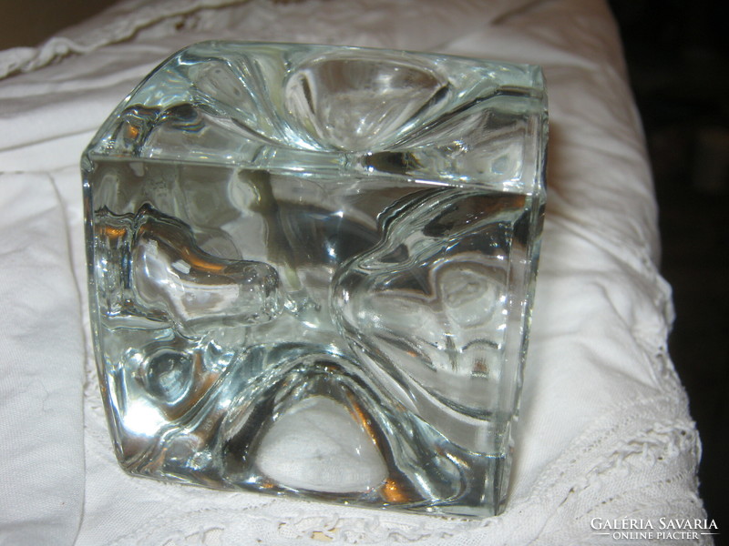 Sklo union Czech glass cube candle holder bohemia crystal cube9