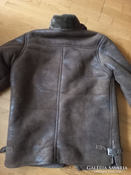 Feilang Large Size Winter Split Leather Brown Jacket Coat