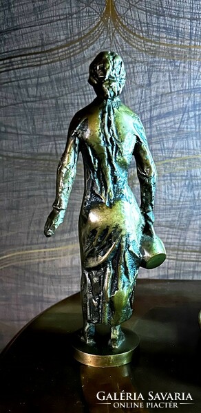 Lajos Józsa (1944-) Madonna carrying a water barrel (bronze sculpture)