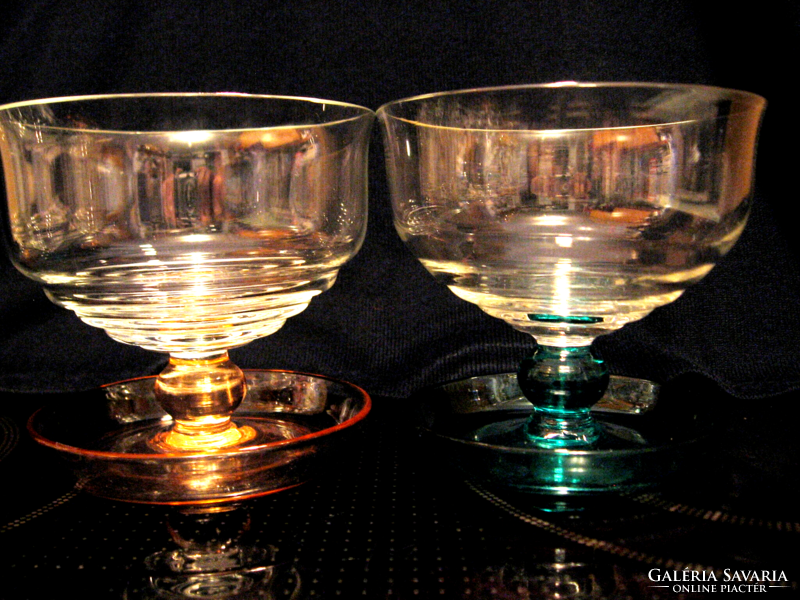 Retro orrefors cocktail glass set with 5 colored bases