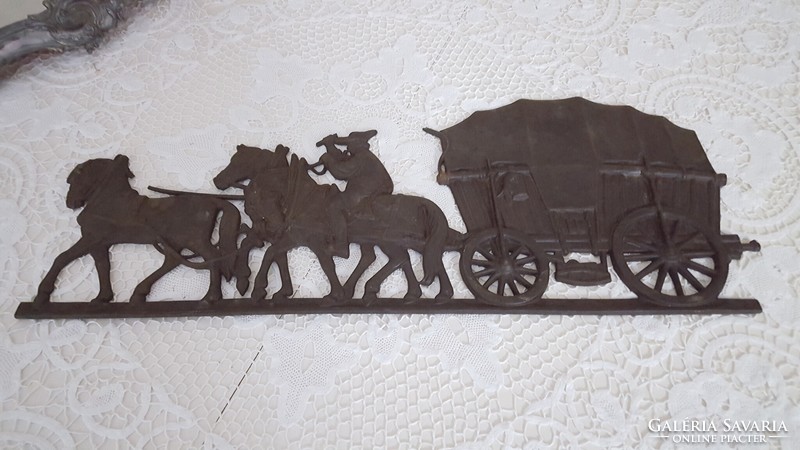 Mail car cast iron relief, wall decoration