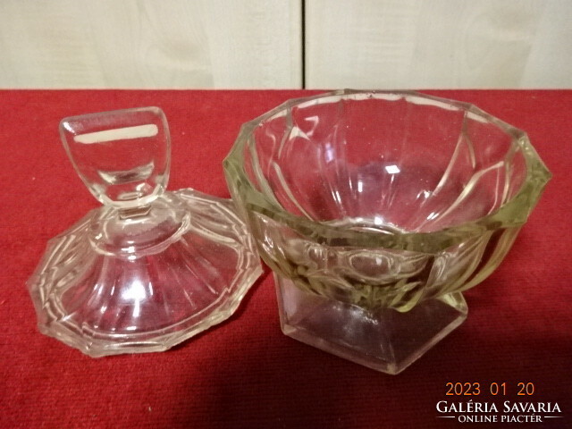 Artdeco, glass, footed sugar bowl. Its base is hexagonal. He has! Jokai.