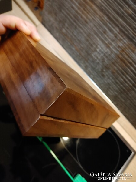 Inlaid wood storage box with compartments