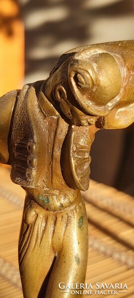 Bronze folk dancer 10 cm+ wooden base,