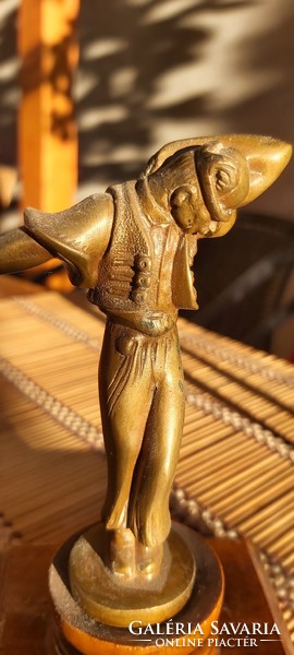 Bronze folk dancer 10 cm+ wooden base,