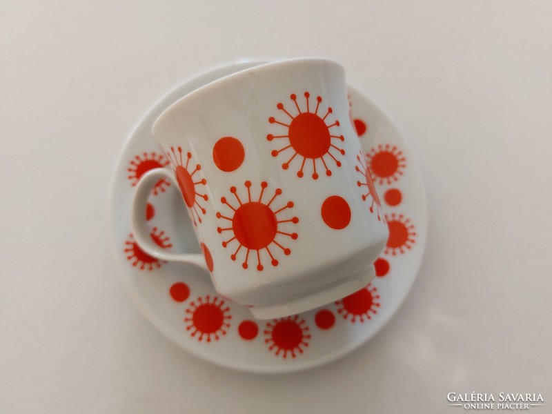 Retro Alföldi porcelán piros mintás kávés csésze 1 db