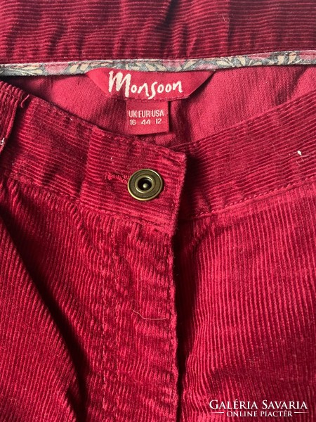 Burgundy monsoon corduroy pants, size 42-44