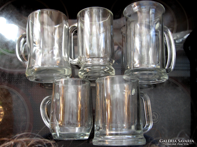 5 pcs retro plain glass mugs, tea, coffee, beer glasses for the whole family