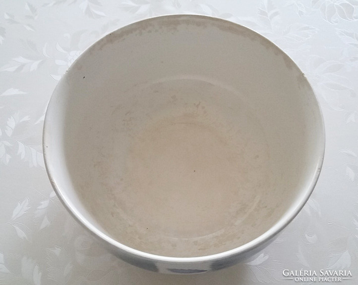 Old vintage granite bowl with blue pattern 22.5 cm