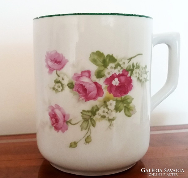 Old zsolnay porcelain cup with vintage rose mug