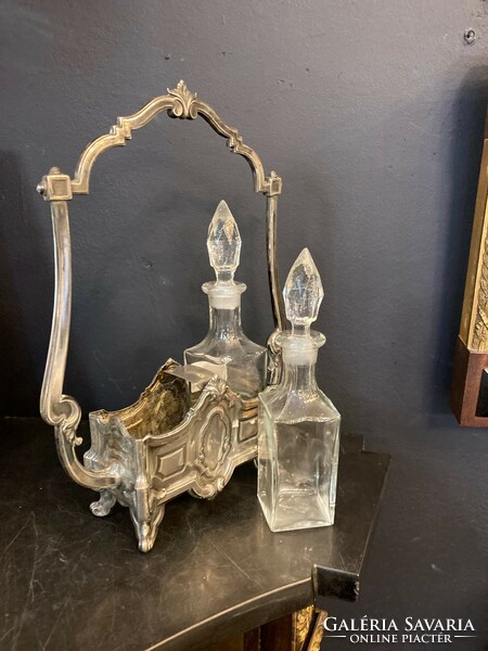 Oil and vinegar holder with silver frame (09)
