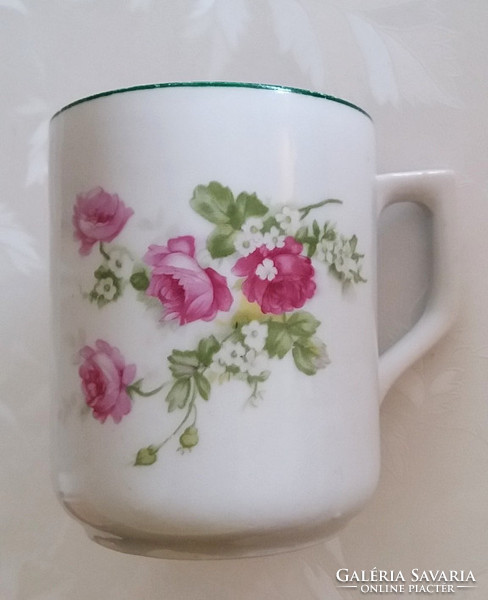 Old zsolnay porcelain cup with vintage rose mug