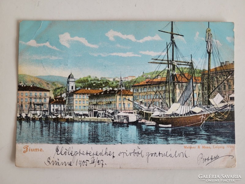 Old monarchy era postcard 1905 fiume port