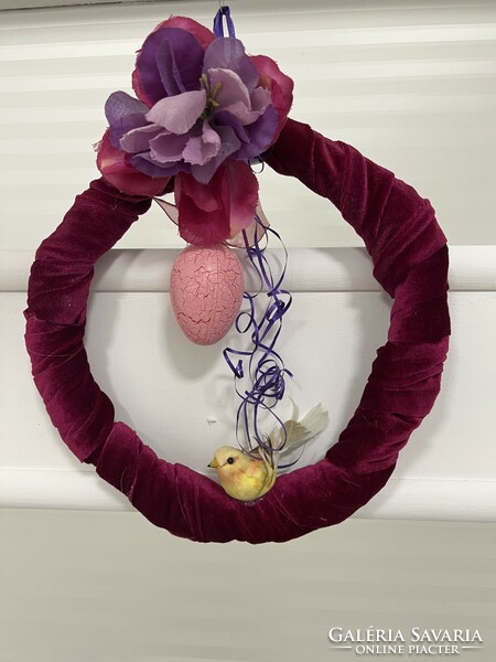 Easter or spring door decoration with bird wreath