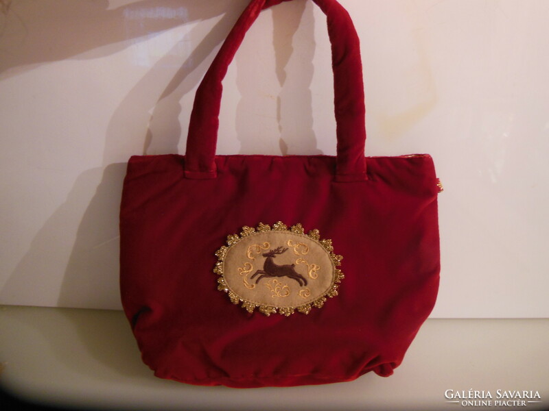 Bag - new - exclusive - velvet - silk - 32 x 22 + handle 14 cm - handmade