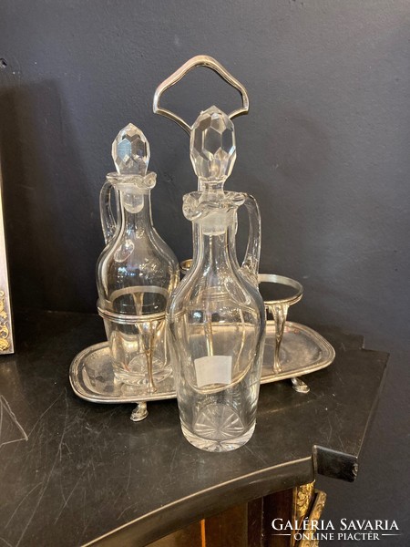 Oil and vinegar holder with silver frame (06)