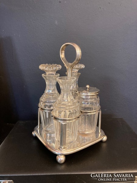 Art deco style oil and vinegar holder with silver frame (02)