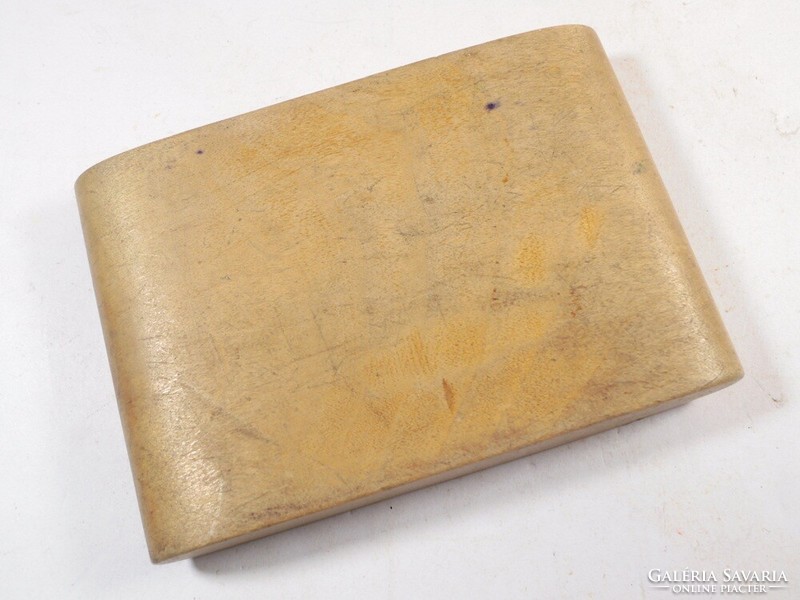 Old Antique Handmade Pearl Inlaid Wooden Cigarette Holder Case Storage Box Offerer from 1943