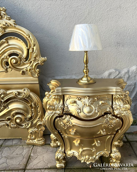 Renovated Olimpia Silik 791 baroque-style double bed frame with two nightstands available for rent