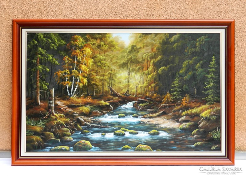 Vladimir Najgyanov - stream in the Carpathians, huge imposing oil painting