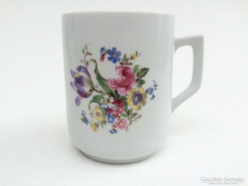 Régi vintage Zsolnay porcelán virágos bögre régi teás csésze 1 db