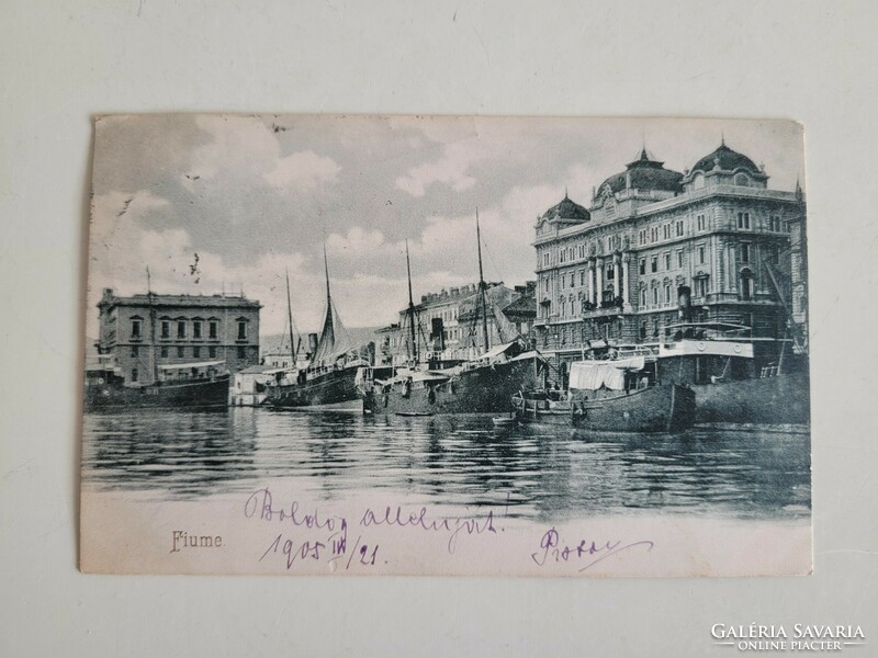 Régi Monarchia kori képeslap 1905 Fiume kikötő