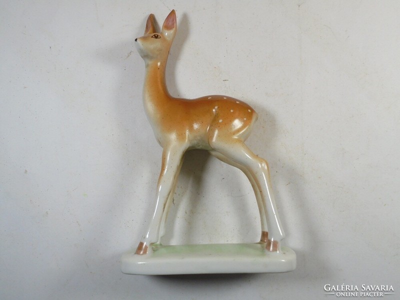 Retro old marked - hólloháza hólloháza - porcelain roe deer bambi figure statue