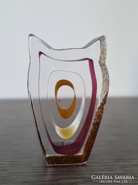 Kosta Boda-Bertil Vallien design üveg bagoly-szignált művészi munka