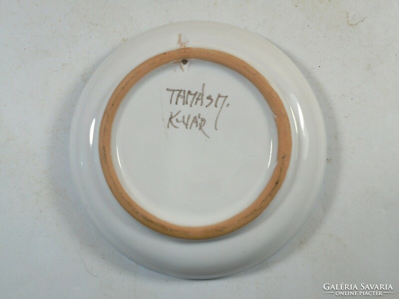 Régi Retro kerámia falikép akasztható festett égetett agyag tányér - Tamás M. Kaposvár