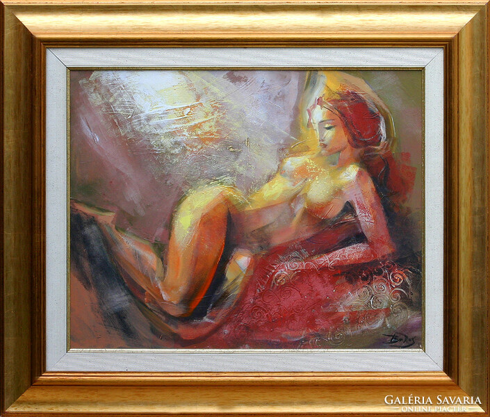 Attila Boros: The model - with frame 64x54 cm - artwork: 50x40cm - mf/21/105