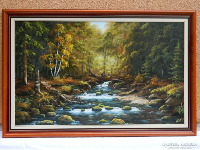 Vladimir Najgyanov - stream in the Carpathians, huge imposing oil painting