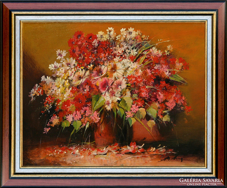 Alim Adilov: Still life - with frame 50x60 cm - artwork: 40x50cm - a22/657
