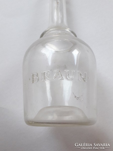 Régi BRAUN feliratos üveg italos palack 24.5 cm