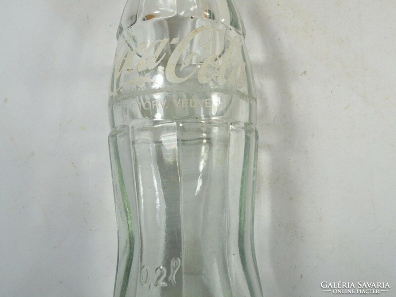 Retro régi Coca Cola Coca-Cola üveg palack eredeti festett címkével - 0,2 l - 1980-as évekből
