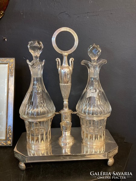 Silver framed oil and vinegar holder - antique French (17)