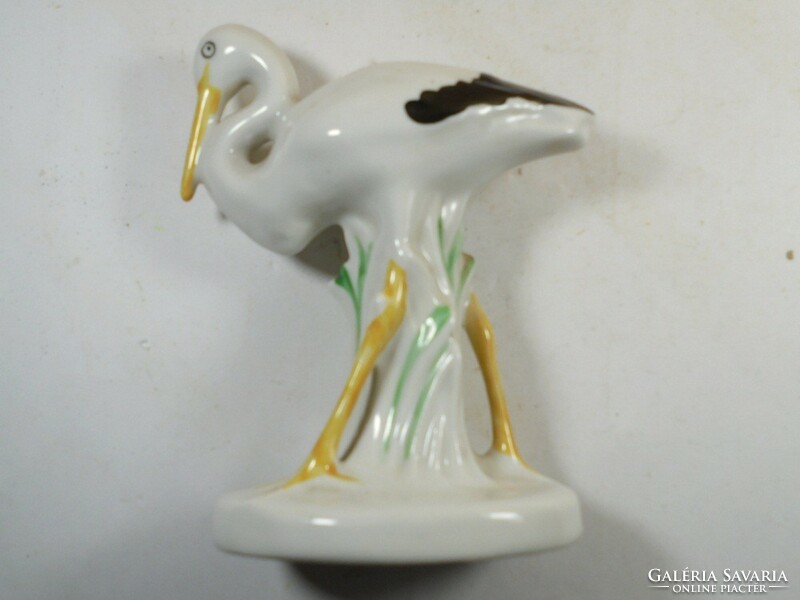 Retro old marked porcelain stork bird figurine statue